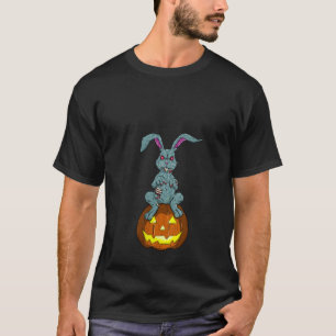 Womens Cute Goth Creepy Zombie Rabbit Sitting Hall T-Shirt