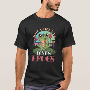 Womens Cute Green Frog Girl Just A Girl Who Lo T-Shirt