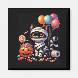 Womens Cute Halloween Black Cat Pumpkin Trick Or Magnet