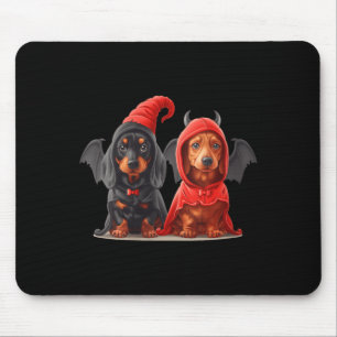 Womens Cute Halloween Dachshund Dogs Devil Costume Mouse Pad