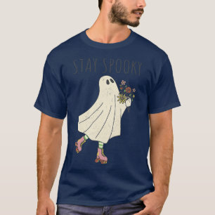 Womens Cute Halloween Rollerskating Ghost Girl Cos T-Shirt
