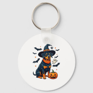Womens Cute Halloween Rottweiler Dog V-neck _1 Key Ring