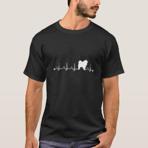 Womens Cute Heartbeat Ekg Chow Chow Dog Mum Owner T-Shirt