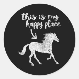 Womens Cute Horse Riding Tee - Horseback Happy Pla Classic Round Sticker