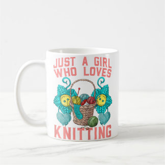 Womens Cute Just A Girl Who Loves Knitting Aesthet Coffee Mug