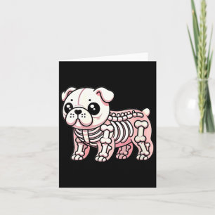 Womens Cute Kawaii English Bulldog Dog Skeleton Card