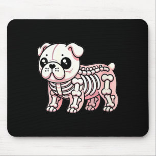 Womens Cute Kawaii English Bulldog Dog Skeleton Mouse Pad