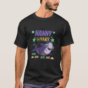 Womens Cute Kawaii Shark Nanny Grandmom Mama Mummy T-Shirt