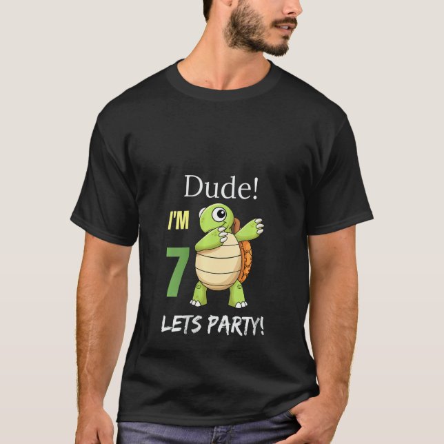 Womens Cute Kids Dude I Am 7 Turtle Dabbing 7th Bi T-Shirt (Front)