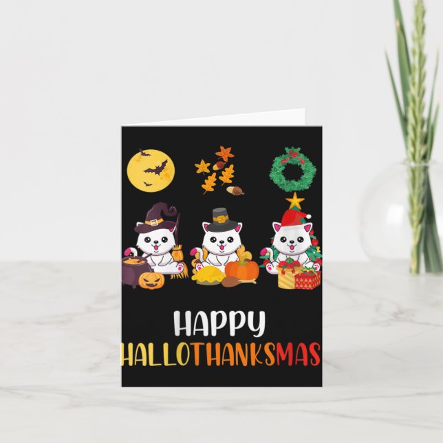 Womens Cute Kitten Halloween Cat Christmas Happy H Card (Front)