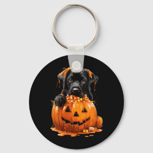 Womens Cute Labrador Dripping Pumpkin Candy Corn Key Ring