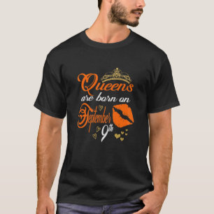 Womens Cute Lip Print Queens Are Born On September T-Shirt