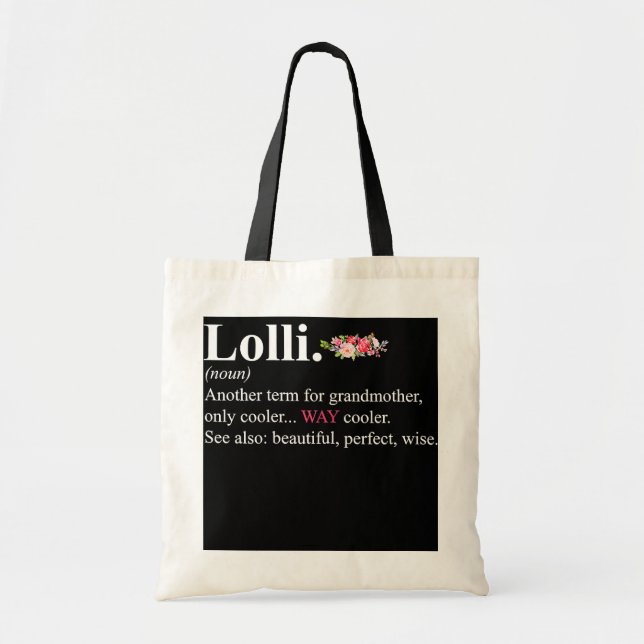 Womens Cute Lolli Definition Grandma Floral Tote Bag (Front)