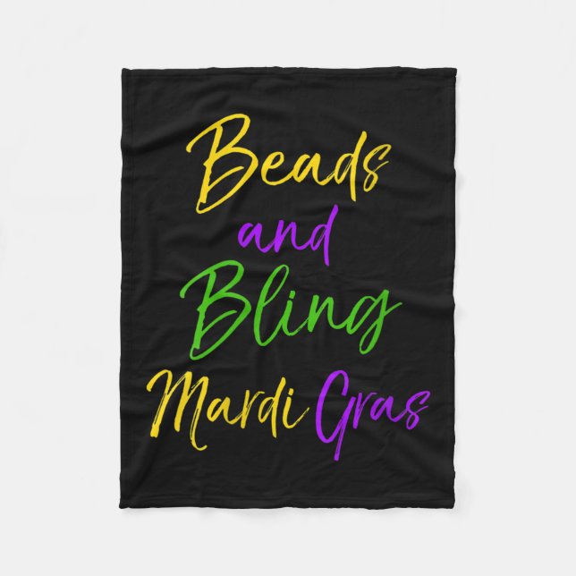 Womens Cute Mardi Gras Party Quote Gift Beads And  Fleece Blanket (Front)