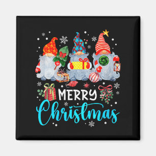 Womens Cute Merry Christmas Gnome Snowflakes Xmas Magnet