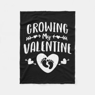 Womens Cute Mom Growing My Valentine Shirt Pregnan Fleece Blanket