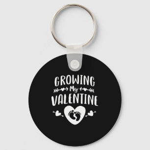 Womens Cute Mom Growing My Valentine Shirt Pregnan Key Ring