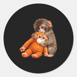 Women's cute monkey punch japanese baby monkey classic round sticker