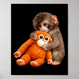 Women's cute monkey punch japanese baby monkey poster
