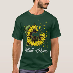 Womens Cute Pitbull Mama Sunflower Dog Mum Mothers T-Shirt