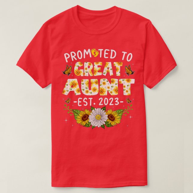 Womens Cute Promoted To Great Aunt Est 2023 New Mo T-Shirt (Design Front)