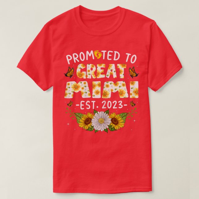 Womens Cute Promoted To Great Mimi Est 2023 New Mo T-Shirt (Design Front)