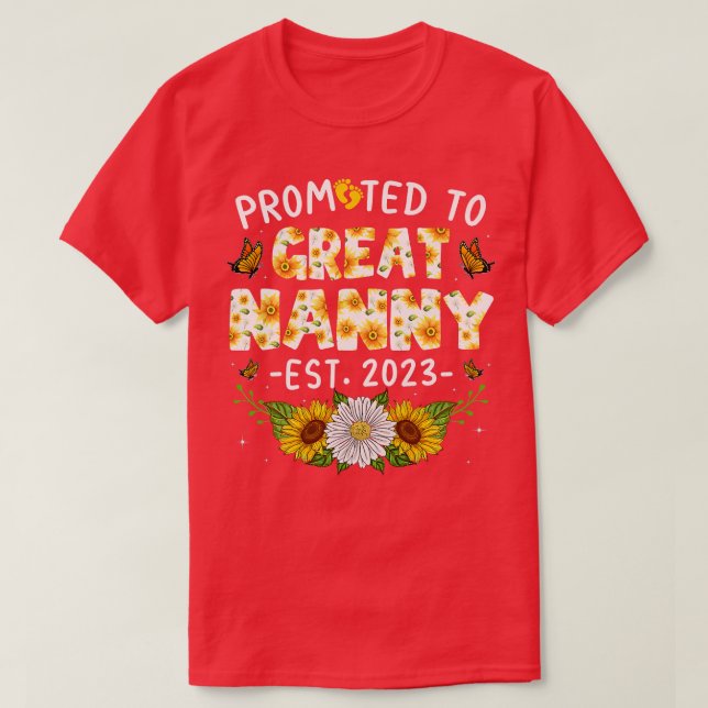 Womens Cute Promoted To Great Nanny Est 2023 New M T-Shirt (Design Front)