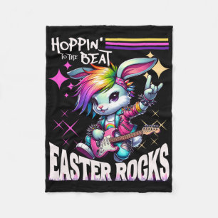 Women's Cute Punk Rocking Bunny Hopping Rabbit Eas Fleece Blanket