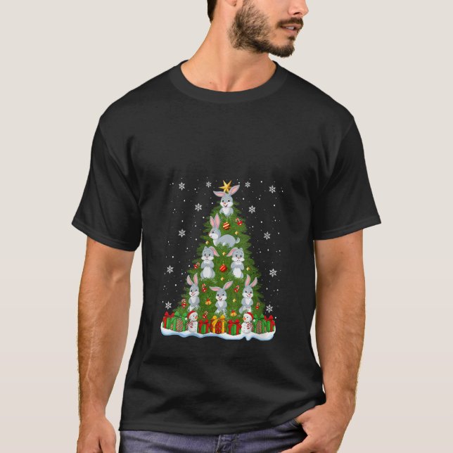 Womens Cute Rabbit Bunny Christmas Tree Holiday De T-Shirt (Front)