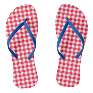 Women's Cute Red Gingham Flip Flops