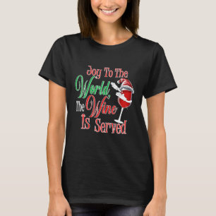 Womens Cute Red Wine Glass Santa Hat Christmas Win T-Shirt