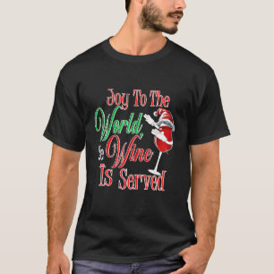 Womens Cute Red Wine Glass Santa Hat Christmas Win T-Shirt