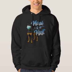 Womens Cute Rottweiler Dog with Mask - Wear a Face Hoodie