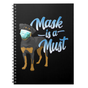 Womens Cute Rottweiler Dog with Mask - Wear a Face Notebook