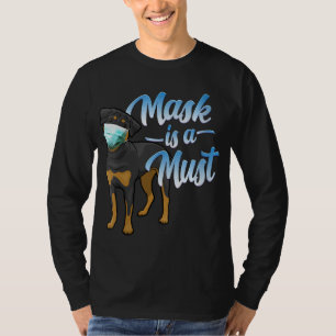 Womens Cute Rottweiler Dog with Mask - Wear a Face T-Shirt