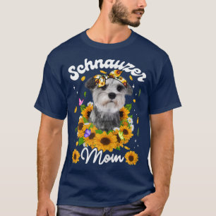 Womens Cute Schnauzer Dog Mom Sunflower Mothers Da T-Shirt