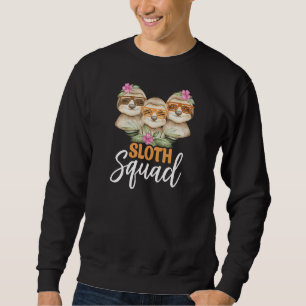 Womens Cute Sloth Squad  Retro 80s Style Matching  Sweatshirt