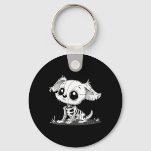 Womens Cute Spooky Skeleton Dog - Halloween Puppy Key Ring