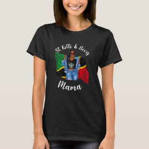 Womens Cute St Kitts And Nevis Mama Proud Flag Pat T-Shirt