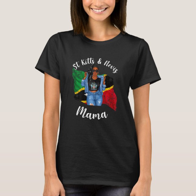 Womens Cute St Kitts And Nevis Mama Proud Flag Pat T-Shirt (Front)