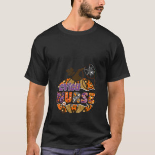 Womens CVICU Nurse Stethoscope Leopard Halloween P T-Shirt