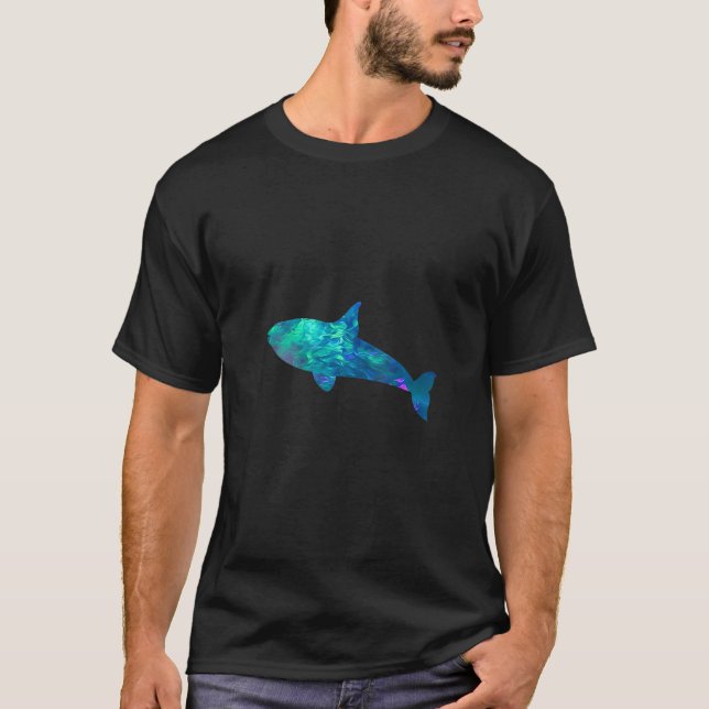 Womens Cyan Blue Violet Teal Orca For Animal Lover T-Shirt (Front)