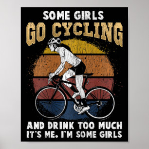 Womens Cycling Girl Witty Drinking Bicycle Woman Poster