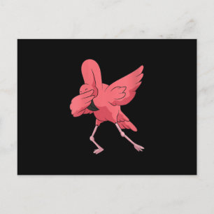 Womens Dabbing Flamingo Bird Cute Flamingo Pink Postcard