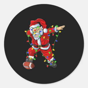 Womens Dabbing Santa Football Christmas Lights Srt Classic Round Sticker