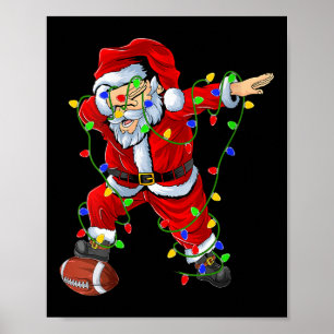 Womens Dabbing Santa Football Christmas Lights Srt Poster