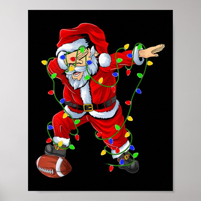 Womens Dabbing Santa Football Christmas Lights Srt Poster (Front)