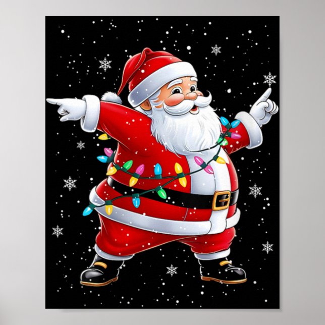 Womens Dabbing Santa Xmas Dancing Girls Boys Kids  Poster (Front)