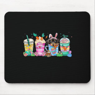 Womens Dachshund Dog Coffee Lover Easter Bunny V-n Mouse Pad