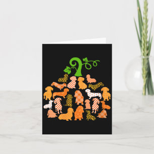Womens Dachshund Pumpkin Shape Plaid Leopard Dog Card
